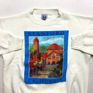 Vintage Stanford University Sweatshirt Men's XL White Graphic Pullover 80s 90s